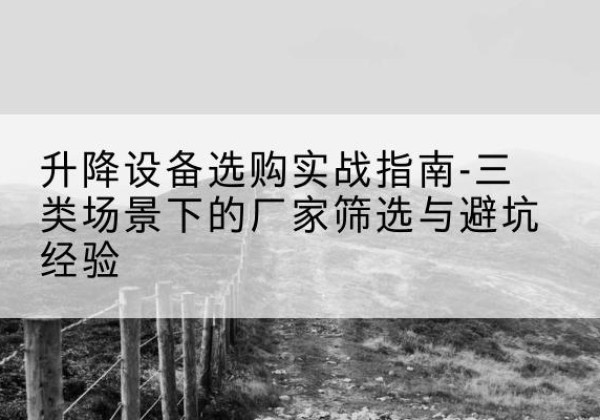 埇桥移动式升降机厂家推荐-升降设备选购实战指南-三类场景下的厂家筛选与避坑经验